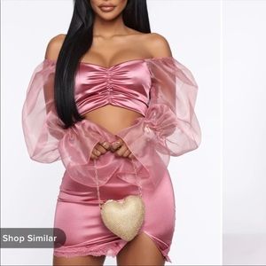 2 piece satin skirt set